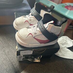 Jordan Kids White and Red Sneakers